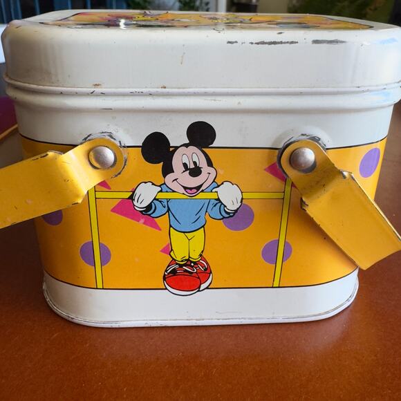 Vintage Walt Disney Mickey & Minnie Mouse Exercise Tin Box With Lid & Handles - Picture 4 of 12